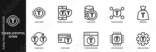 Token (Crypto) Line Icon Set