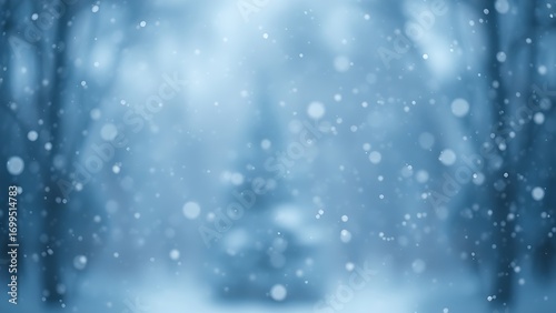 Gentle snowfall in soft illumination, evoking quiet winter mood.