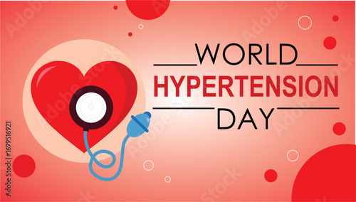 "World Hypertension Day Awareness Concept with Heart and Blood Pressure Monitor Illustration"