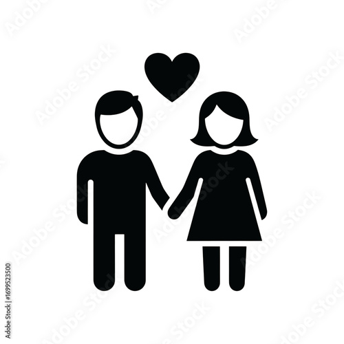 Pixel art couple holding hands with heart icon isolated on transparent background
