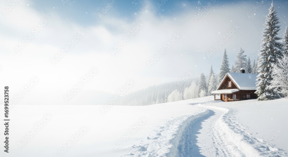 Naklejka premium Quiet huts in the snow