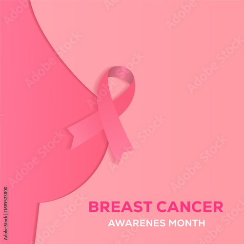 breast cancer awareness month illustration in paper art style