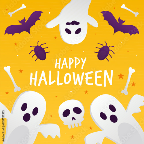 happy halloween illustration in gradient style design