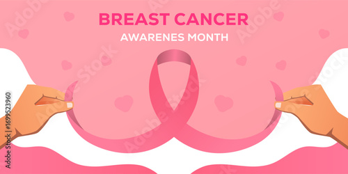 horizontal banner illustration for breast cancer day