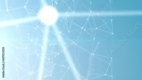 Digital interconnected network with light effects over blue background