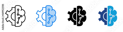 machine learning icon set multiple style collection