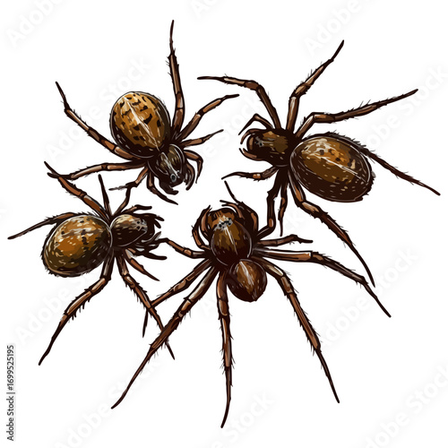 spiders, insect, halloween, festival, vector, transparent background, animal, arachnid, nature, cobweb, danger, spiderweb, scary, horror, creepy, pattern, predator, Spider Set, A bunch of spiders