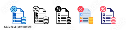 Tax Planning Multiple Style Icon Set Collection. 
