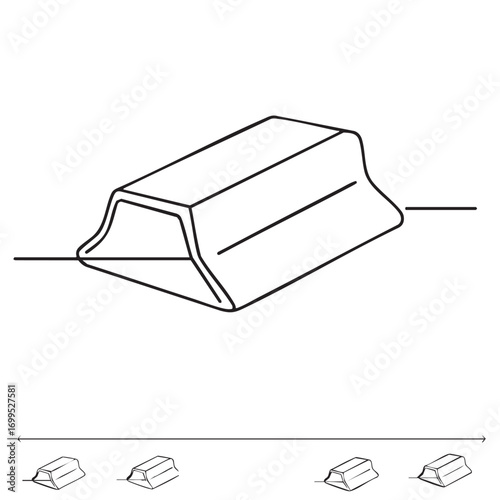 A minimalist line art illustration depicts a shiny gold bar, symbolizing wealth, investment, and financial security, presented on a clean white background.