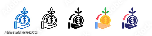Returns On Investment Multiple Style Icon Set Collection. 