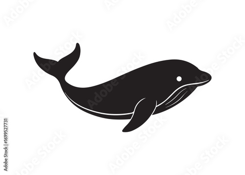 Silhouette whale ocean mammal simple animal vector illustration isolated on white background.