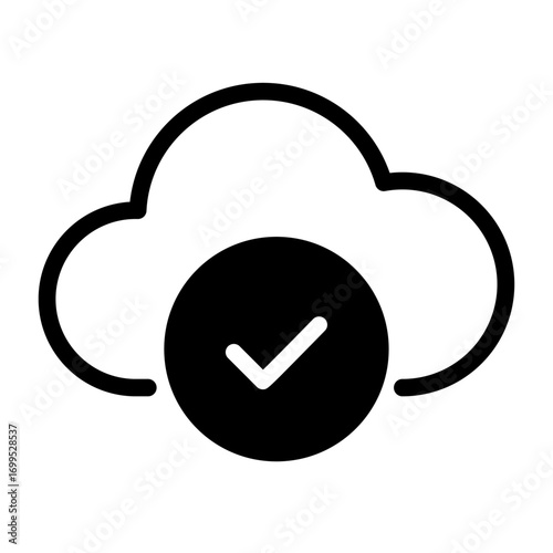 Cloud Build Success Line Icon of Compiling and Building Icon Set