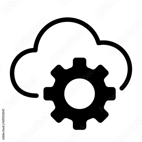 Cloud Build Line Icon of Compiling and Building Icon Set