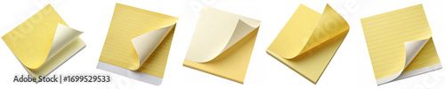 Capture brilliant ideas with stacks of vibrant yellow sticky notes and lined paper pads, perfect for brainstorming and planning.