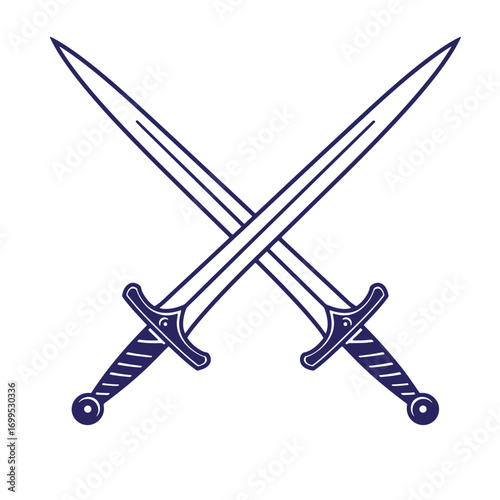 Crossed swords silhouette illustration depicting conflict strength and medieval concepts
