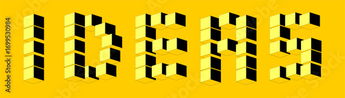 Ideas Modern Typography Design Geometrical. IDEAS yellow and black topography banner. Creative illustration of ideas word lettering typography.