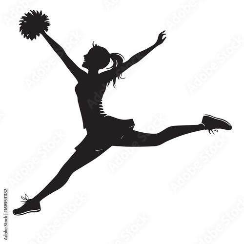 Black cheerleader dance Silhouette Vector, High Quality Illustration on White Background