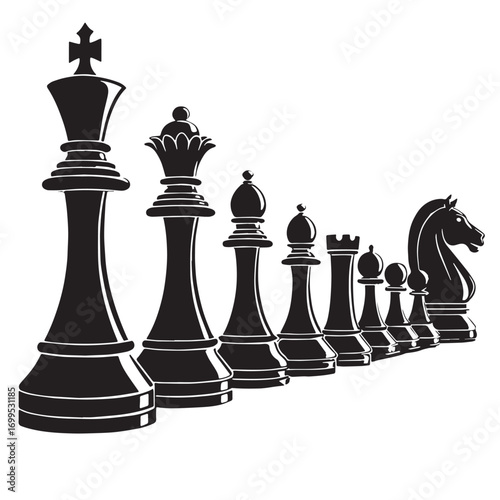 Black checkers draughts Silhouette Vector, High Quality Illustration on White Background