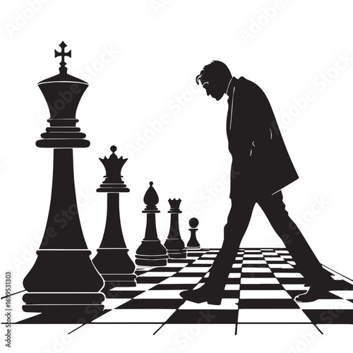 Black checkers draughts Silhouette Vector, High Quality Illustration on White Background