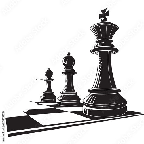 Black checkers draughts Silhouette Vector, High Quality Illustration on White Background