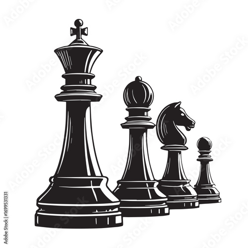 Black checkers draughts Silhouette Vector, High Quality Illustration on White Background