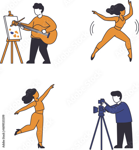Four diverse artists expressing themselves through different art forms.