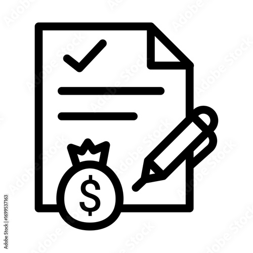 Signed Contract Line Icon of Smart Contracts Icon Set