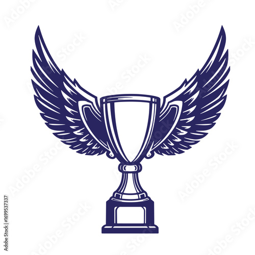 Elegant trophy design featuring wings representing success achievement and award winning