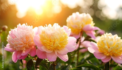 Fototapeta Naklejka Na Ścianę i Meble -  Pink peonies in sunlight