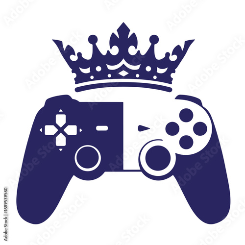 Game controller with a crown representing the king of gaming concept illustration