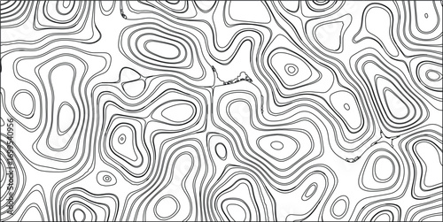 Abstract black and white contour lines forming a complex and organic pattern in a seamless and repeating design creating a textured background for creative projects