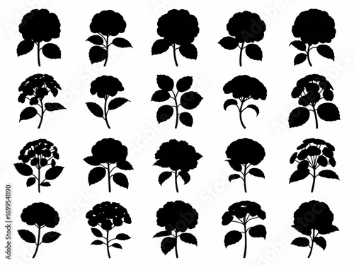 set of trees silhouettes