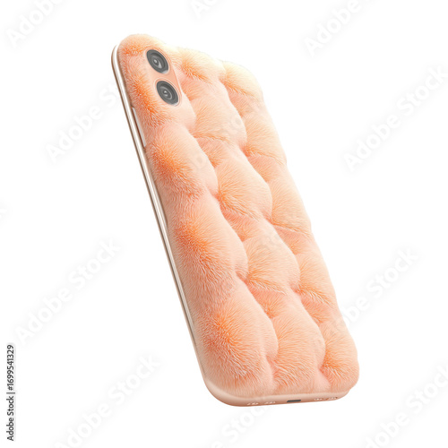 Plush 3D phone case illustration isolated on transparent background