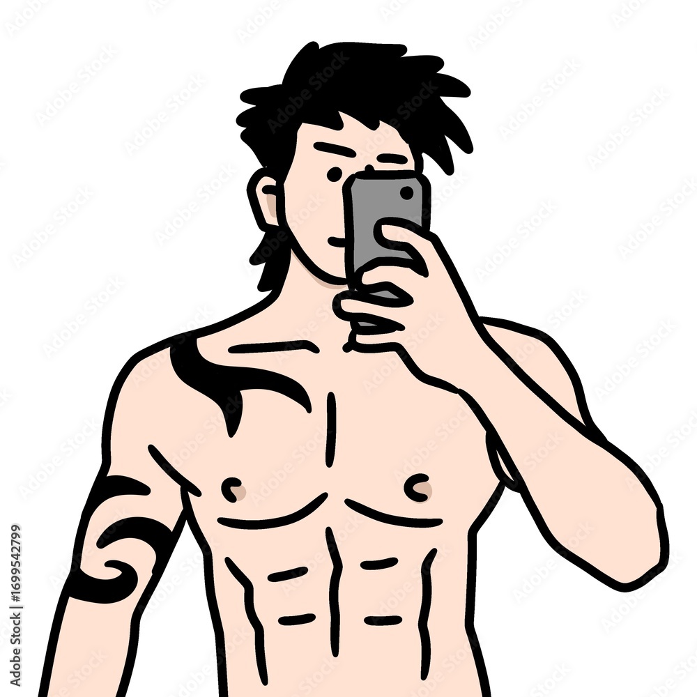 Fototapeta premium cartoon man in tattoos