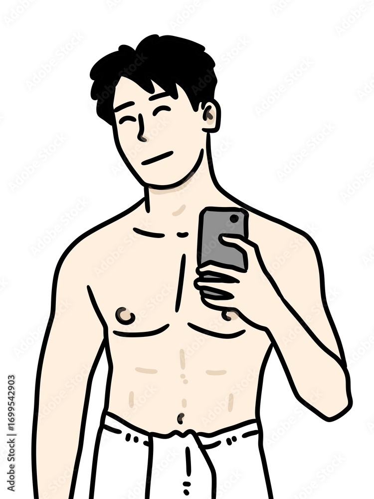 Fototapeta premium cute and cartoon asian man on white background