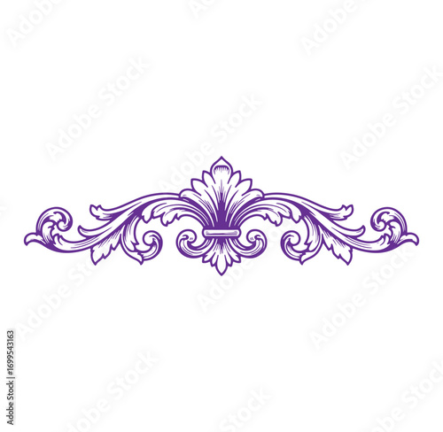 Elegant purple decorative flourish ornament vector illustration for wedding and design projects