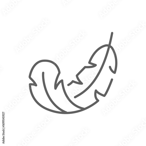 Feather icon. Simple outline style. Light, weight, smooth, pillow, bird, quill, fluff, falling, lightweight concept. Thin line symbol. Isolated design editable stroke.