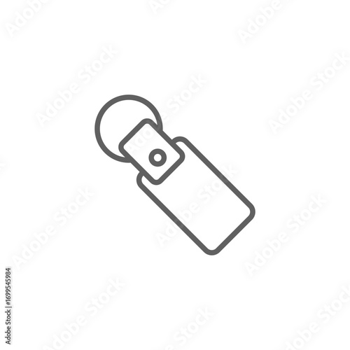 Keychain icon. Simple outline style. Key, chain, keyring, ring, car, house, home, hotel, label concept. Thin line symbol. Isolated design editable stroke.