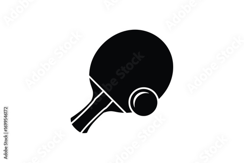 Black silhouette of ping pong paddle and ball table tennis sport