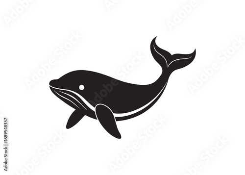 Silhouette whale ocean mammal simple animal vector illustration isolated on white background.