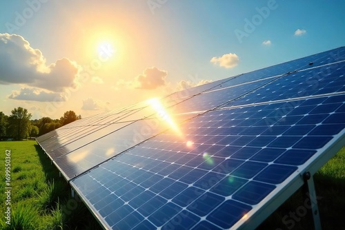 Gleaming Solar Panels Harvest Sunlight A Futuristic Vision of Clean Energy and Sustainable Living