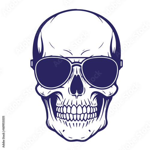 Vector illustration of a stylish skull wearing sunglasses isolated on white background