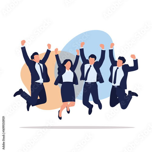 Celebrating team success achievement with joyful celebration and motivation for business growth