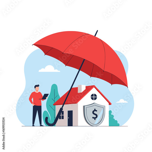 Homeowner insurance protecting property from financial loss and damage risks