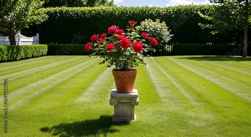 Bunga mawar merah dipot  