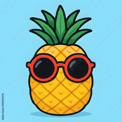Cool Pineapple Cartoon with Sunglasses A Tropical Summer Vibe Illustration