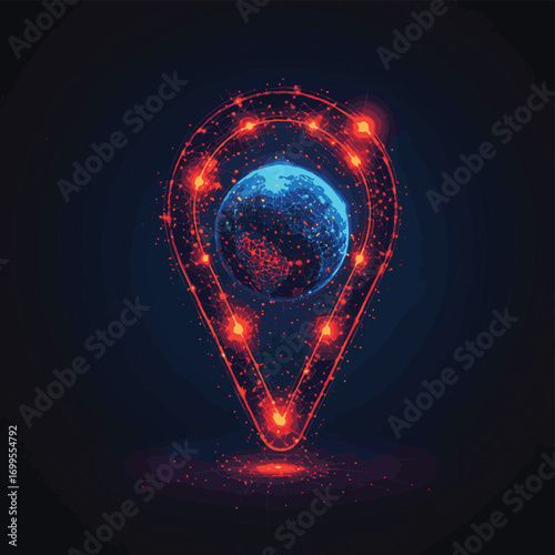Futuristic glowing low polygonal sunflower isolated on dark blue background. , vector style simple color