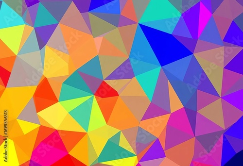 Overlapping polygons form a vibrant, multicolored abstract geometric pattern,  backdrop,  gradient