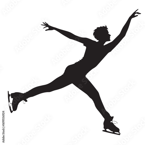 Black figure skating Silhouette Vector, High Quality Illustration on White Background