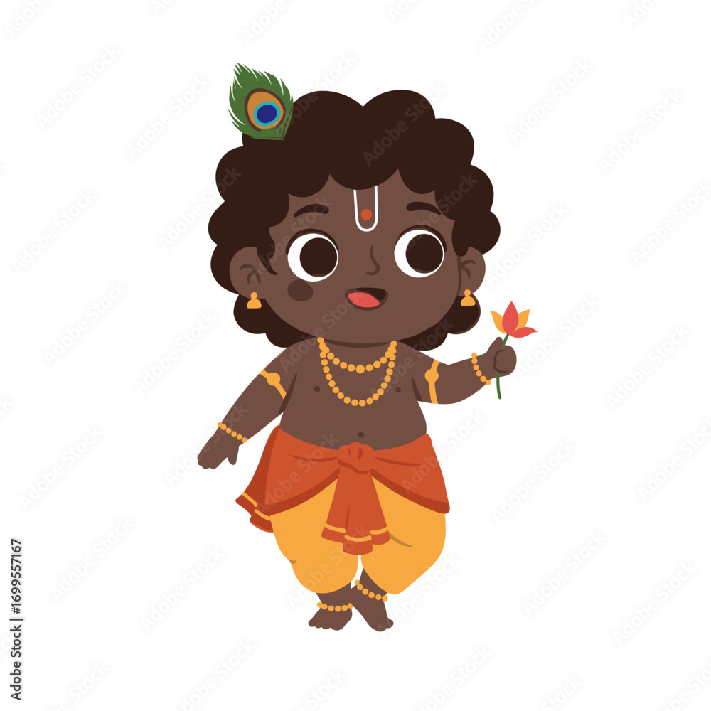 Naklejka premium Vector of Hindu Goddess Khrisna